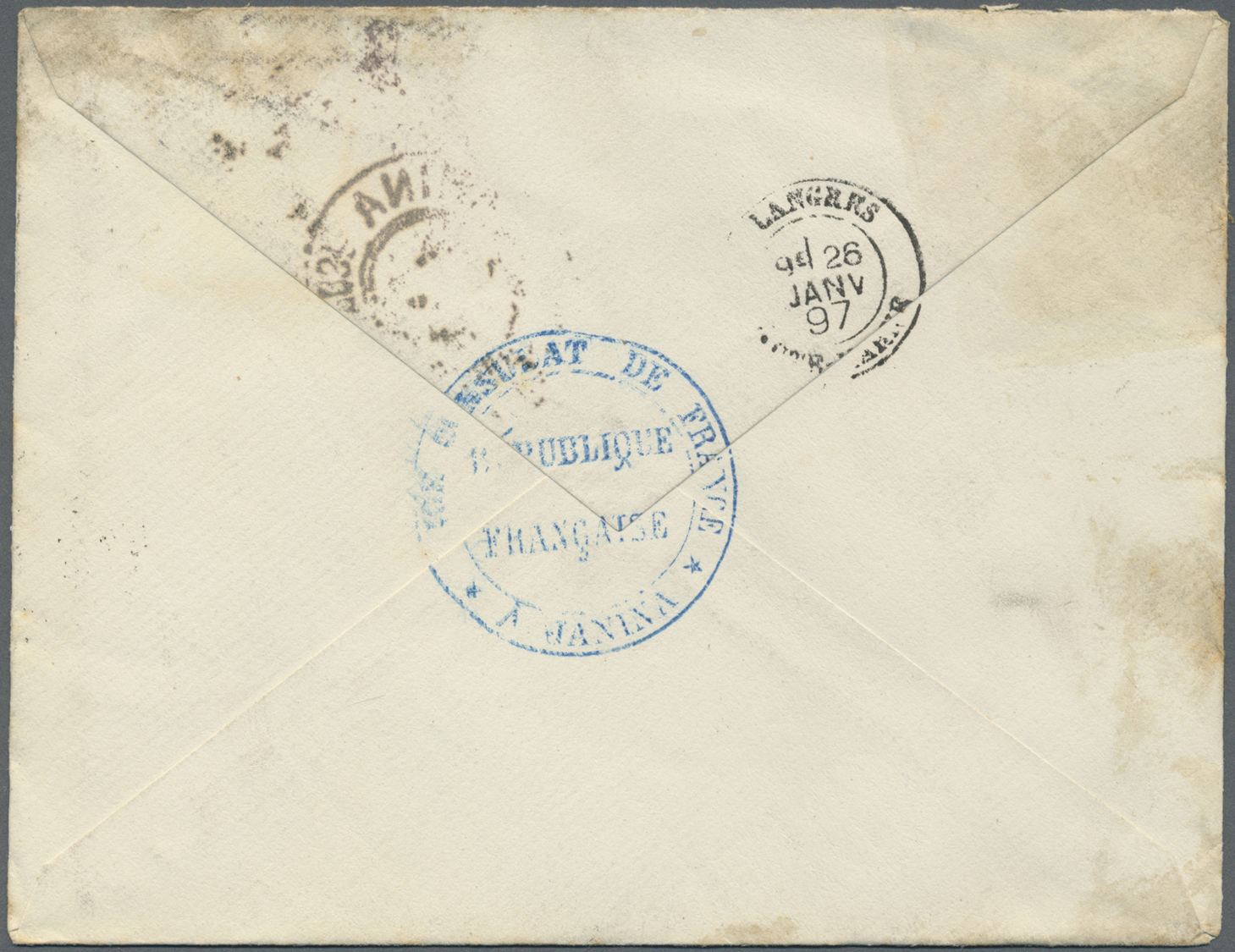 Br Österreichische Post In Der Levante: 1897. Brief Des Französischen Konsulats In Janina Frankiert Mit 1 Piaster - Levant Autrichien