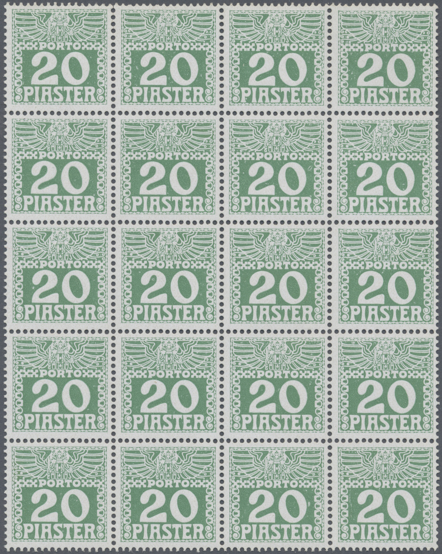 ** Österreichische Post In Der Levante - Portomarken: Portomarken 20 Piaster Im Taufrischem 20er Block,  A.N.K. 8 - Levant Autrichien