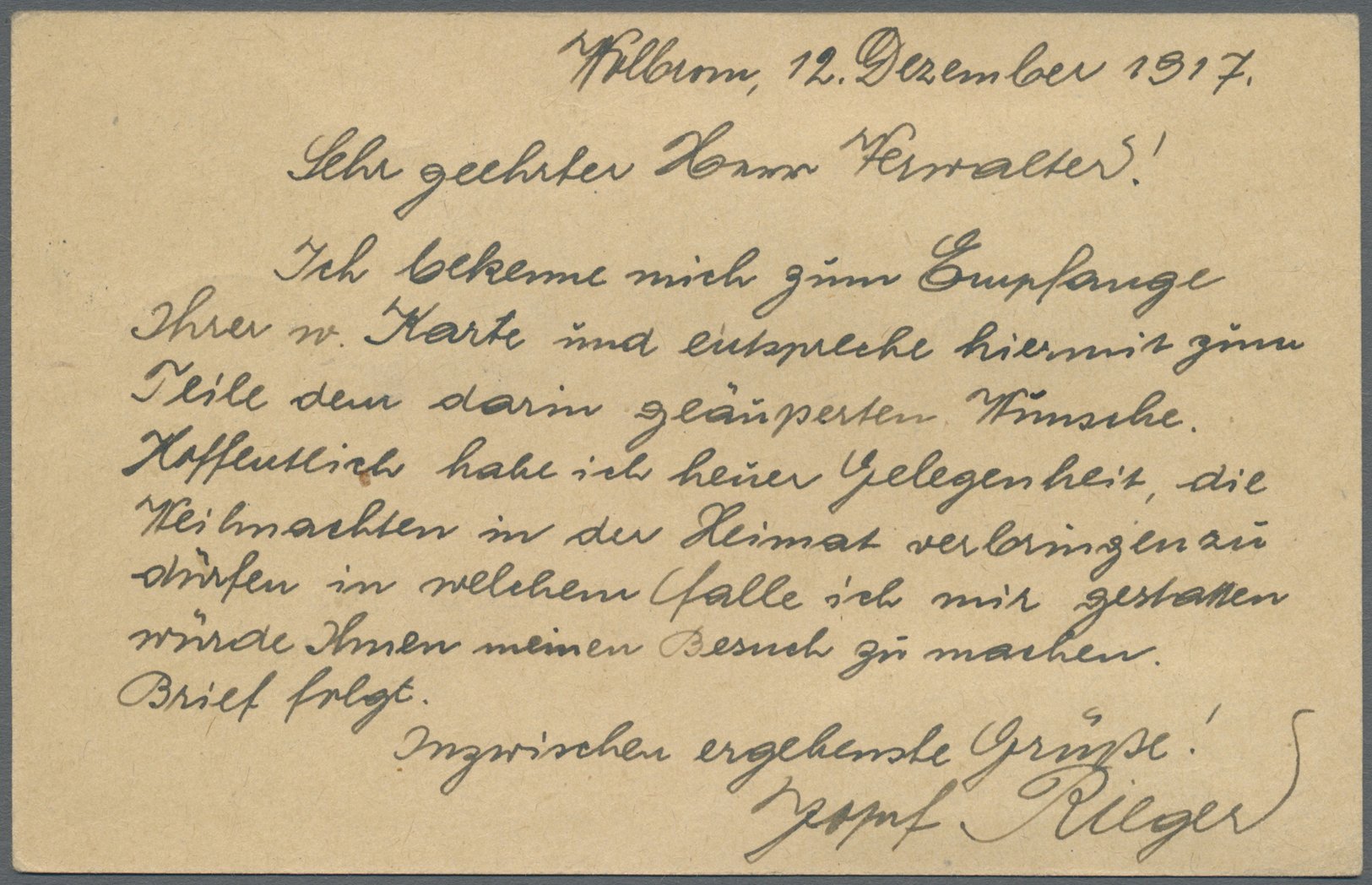 GA Österreichisch-Ungarische Feldpost - Allgemeine Ausgabe: 1917 (12.12.), Postkarte 8 H. Mit 25 H. Zusatzfrankat - Autres & Non Classés