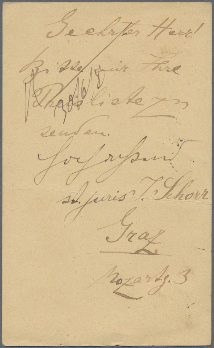 GA Österreich - Ganzsachen: 1887/1888, 5 Kr. Kartenbrief Mit Zusatzfrankatur Von UNG.HRADISCH Und 2 Kr. Ganzssach - Autres & Non Classés