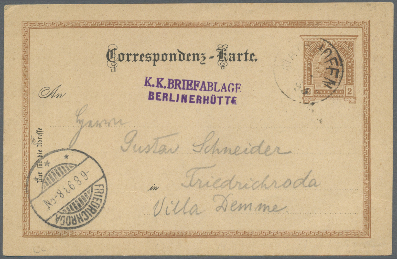 GA Österreich - Ganzsachen: 1898, Correspondenz-Karte 'Franz Joseph 2 Kr. Braun' Mit Rs. Privatem Braunen Bildzud - Other & Unclassified