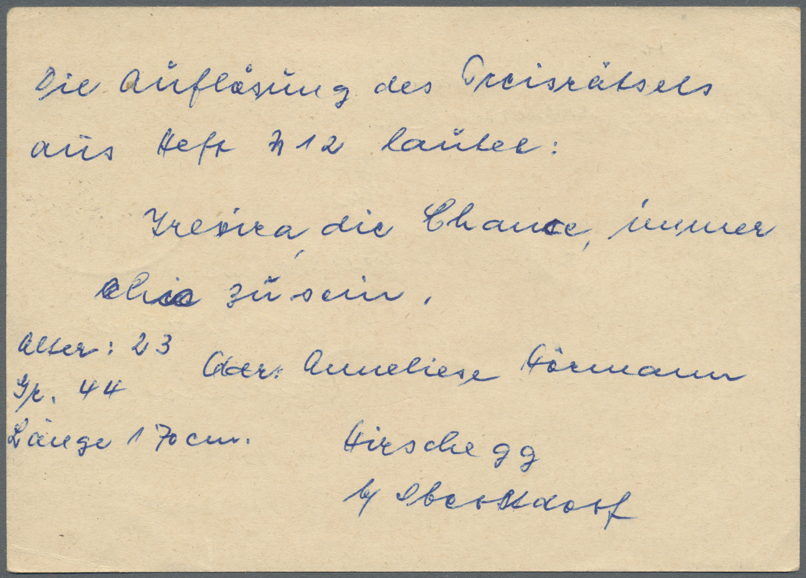 GA Österreich - Ganzsachen: 1959 (17.6.), Postkarte Trachten 60 Gr. Von HIRSCHEGG/KLEINWALSERTAL (Sondertarif) Na - Autres & Non Classés