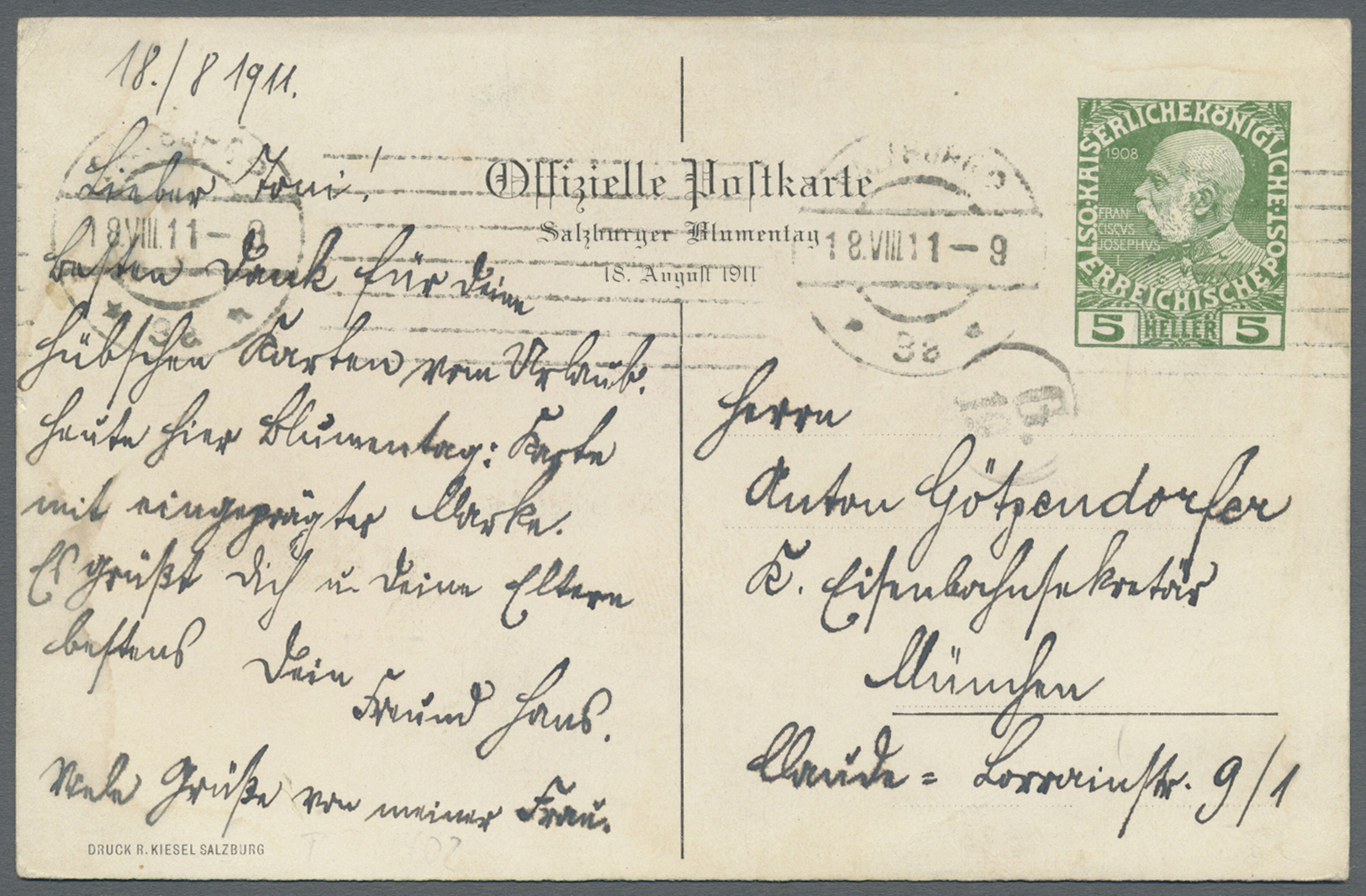 GA Österreich - Privatganzsachen: 1909/1911, Drei Verschied. Bildpostkarten Mit Wertstempel Franz-Joseph 5 Heller - Other & Unclassified