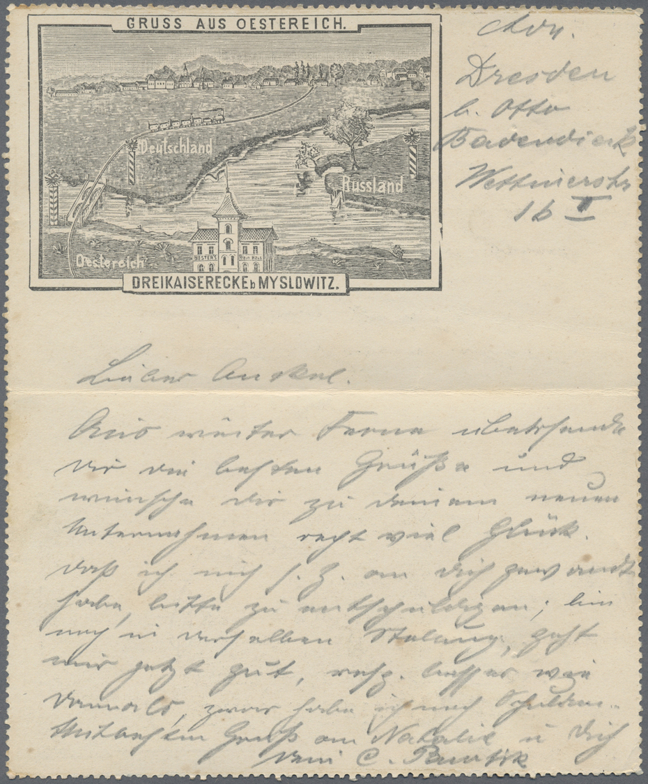 GA Österreich - Besonderheiten: 1893, 5 Kreuzer Kartenbrief Mit Zusatzfrankatur Von MISLOWITZ Nach LAUFFEN/Neckar - Other & Unclassified
