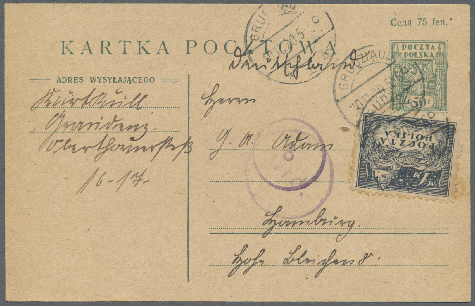 Br/GA Polen: 1920/1921, Censor Cover-trio, Each Addressed To Germany: 1 M, 2 X 2 M And 5 M On Cover From PLESZEW, 7. - Covers & Documents