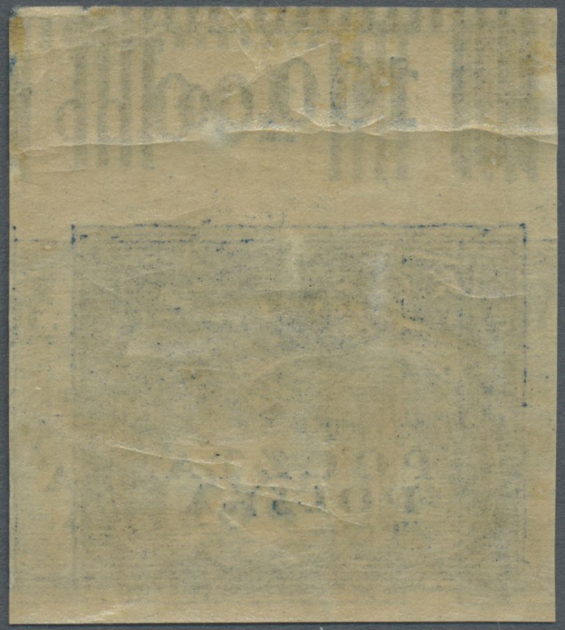 ** Polen: 1919 Top Marginal Single Of 2k. Blue PRINTED DOUBLE, Imperforated, Mint Never Hinged, Horiz. Gum Crease - Lettres & Documents