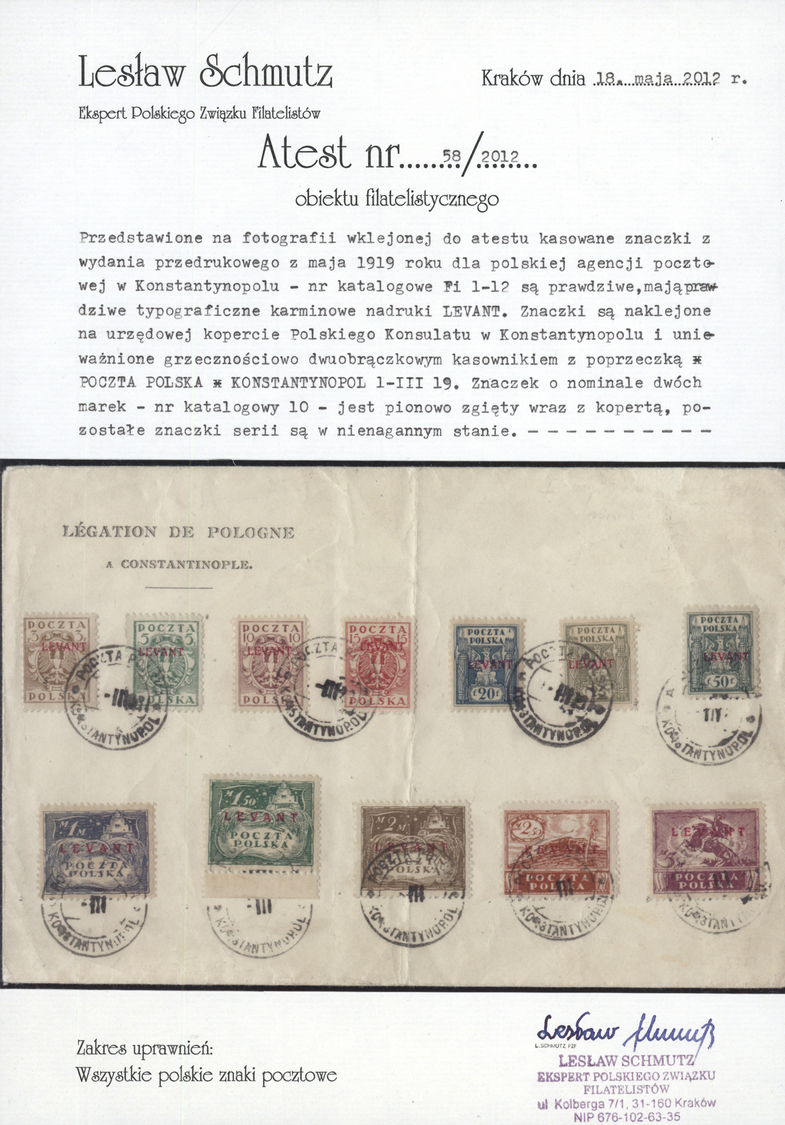 Br Polen - Post In Der Levante: 1919, 3 F.- 5 M. With Overprint "LEVANTE", Complete Set Tied By Cds. "POCZTA POLS - Levant (Turquie)