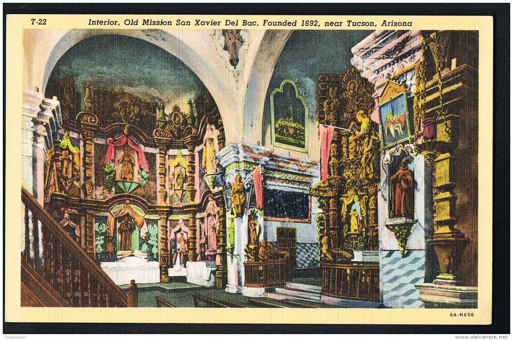 TUCSON-ARIZONA  - Origninal Postcard Interior Old Mission San Xavier Del Bac   - Scan Back Side - Paypal Free - Tucson