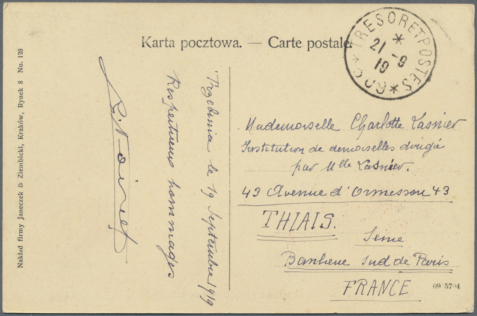 Br Polen - Besonderheiten: 1919. Stampless Picture Post Card Of The 'Akademia Sztuk Pieknych, Krakow' Addressed T - Autres & Non Classés