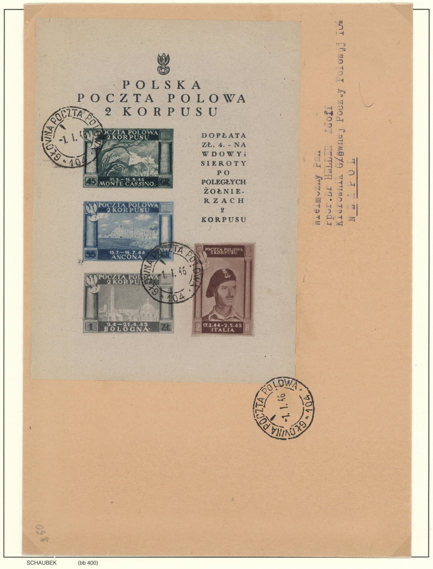 O/Br Polen - Besonderheiten: 1946, Feldpost in Italien mit FISCHER Bl. 1 - 3 auf Belegen, sehr seltene Ausgabe in S