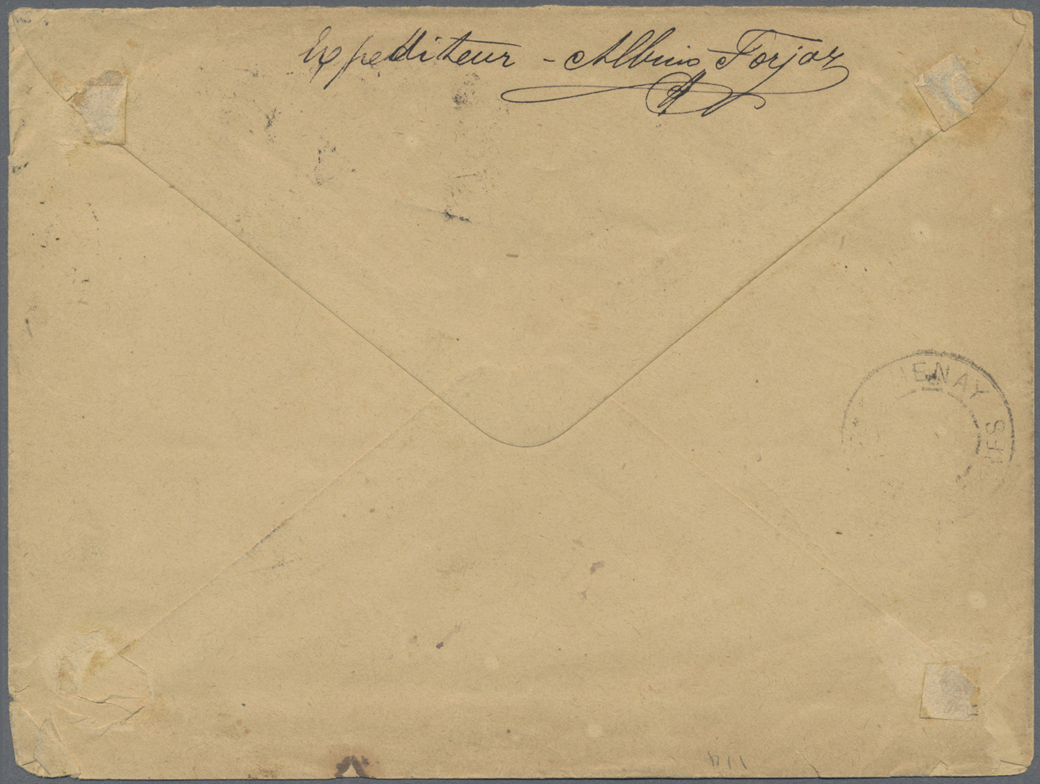 Br Portugal: 1891. Envelope (stains) To France Bearing Yvert 56, 5r Black (pair), Yvert 57, 10r Green (2) And Yve - Lettres & Documents