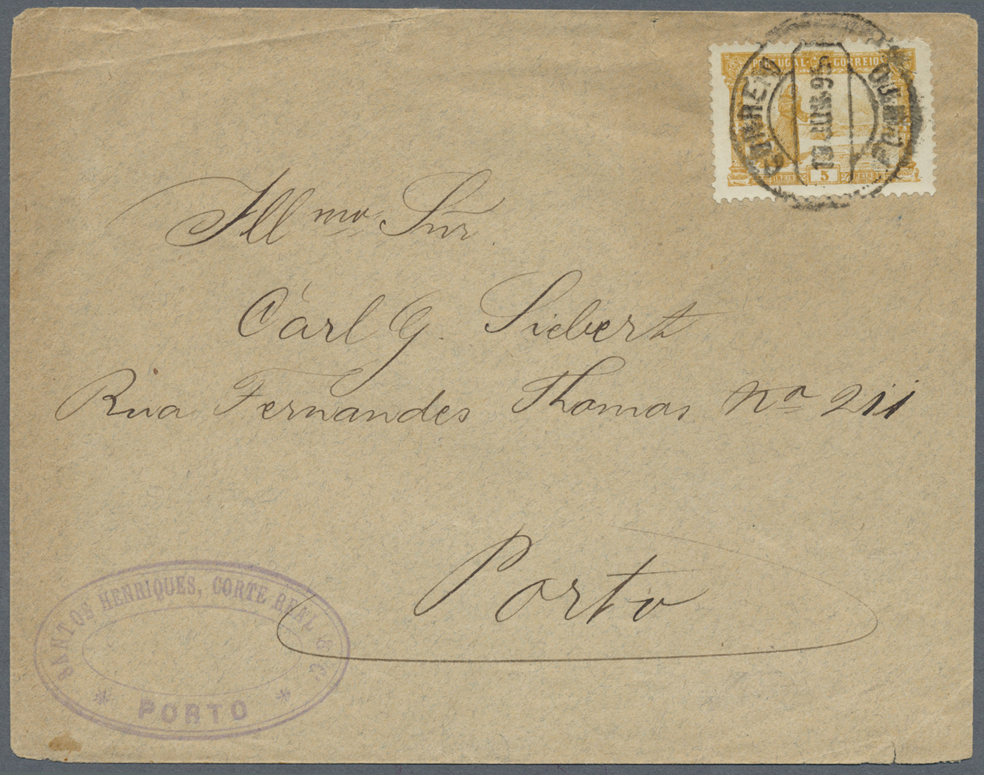 Br Portugal: 1895 (19.6.), Antonius Of Padua 5r. Ochre Single On Local Cover (printed Matter) Used Within PORTO, - Covers & Documents