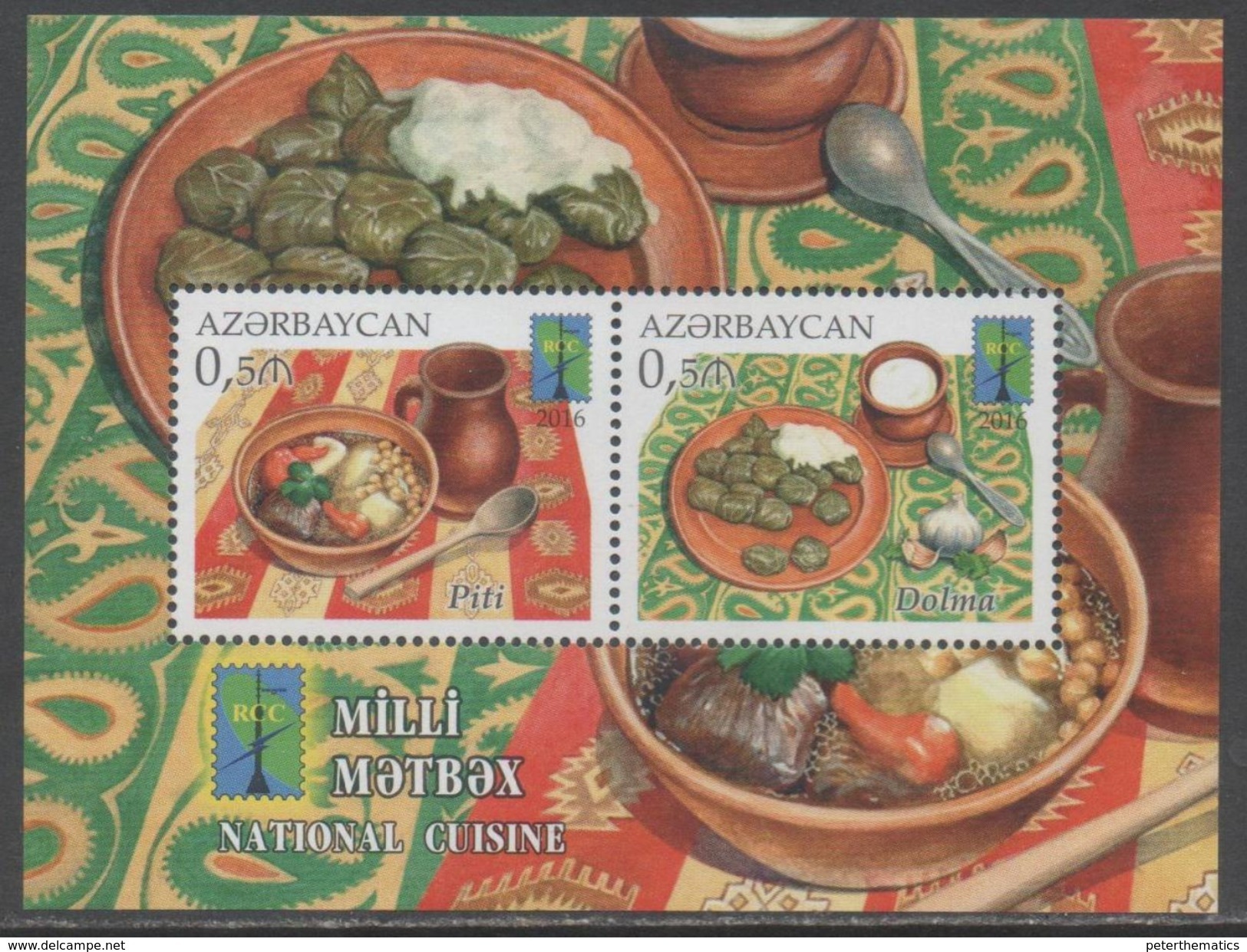 AZERBAIJAN, 2016 ,MNH, JOINT RCC ISSUE,FOOD, NATIONAL CUISINES,   S/SHEET - Emissioni Congiunte