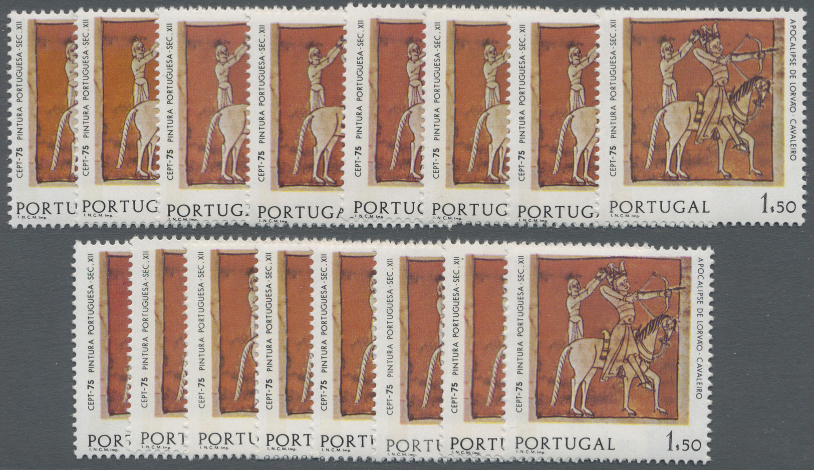 ** Portugal: 1975, Europa, 16 Sets Incl. 1,50 E In Both Types, MNH (Mi. 1760,- €) - Lettres & Documents