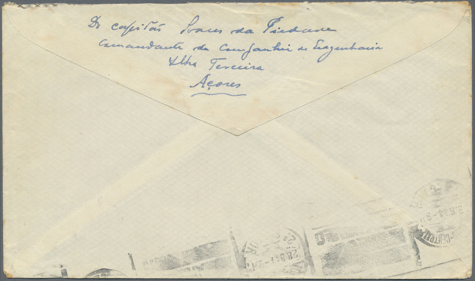 Br Portugal - Azoren: 1944. Unstamped Envelope Written From Terceira To Porto Cancelled By Boxed "Expedicao Milit - Açores