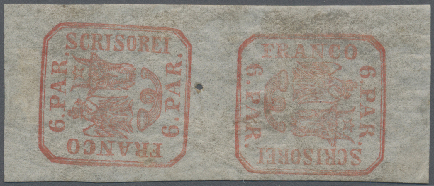 **/ Rumänien: 1862, 6par. Rose-red, Hand Printing, Tête-bêche Pair, Fresh Colour, Full To Large Margins, Unmounted - Lettres & Documents