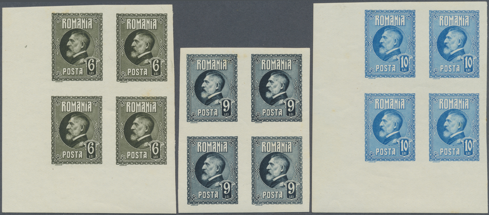 ** Rumänien: 1926. Complete Imperforate Set (10 Values) "60th Birthday Of King Ferdinand" In Margin/corner Blocks - Covers & Documents