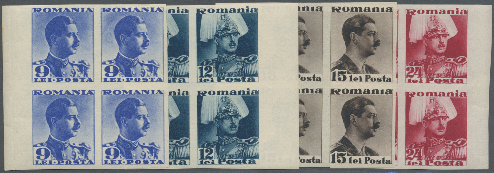 ** Rumänien: 1940. Complete 1940 Definitive Set "King Carol" With "Posta" Inscriptions (8 Values) In IMPERFORATE - Covers & Documents