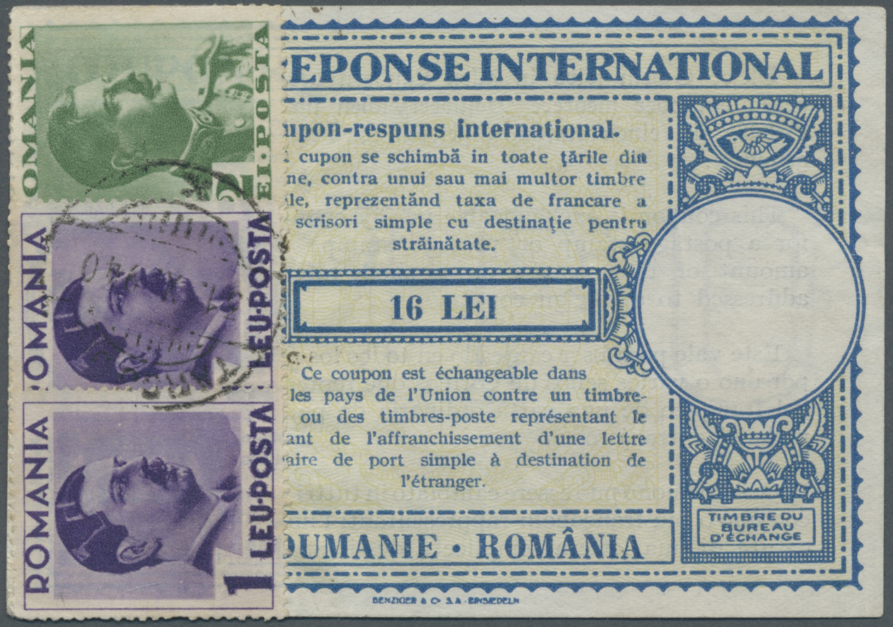 GA Rumänien - Ganzsachen: 1940, IAS 16 Lei With Additional Franking 2 Lei Green And Two Single Stamps 1 Lei Viole - Entiers Postaux