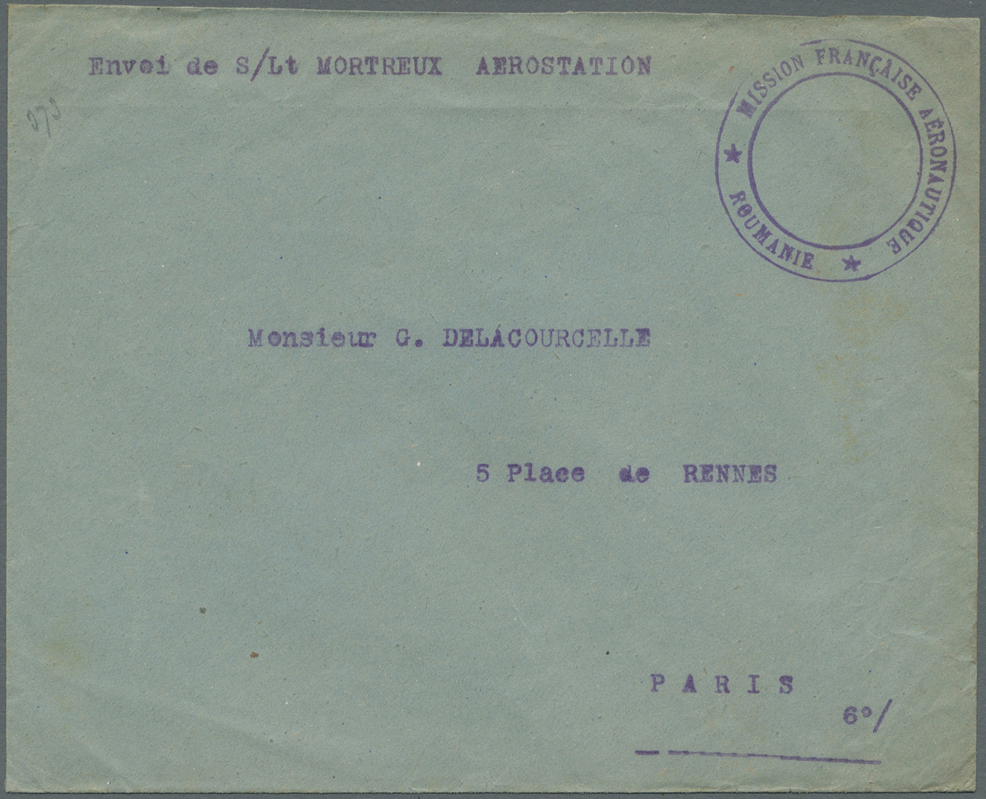 Br Rumänien - Besonderheiten: 1918. Stampless Envelope Addressed To France Cancelled By 'Mission Francoise Aerona - Other & Unclassified