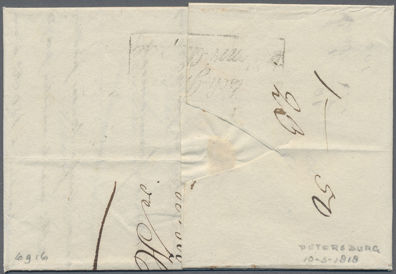 Br Russland - Vorphilatelie: 1818, Folded Letter From ST. PETERSBURG With Tranist MEMEL And Taxation "FRANCO GREN - ...-1857 Prephilately