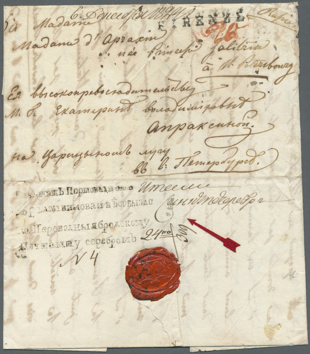 Br Russland - Vorphilatelie: 1824, Fine Entire Letter From "FIRENZE", Italie Sent To St.Petersburg  With B/s The - ...-1857 Prephilately