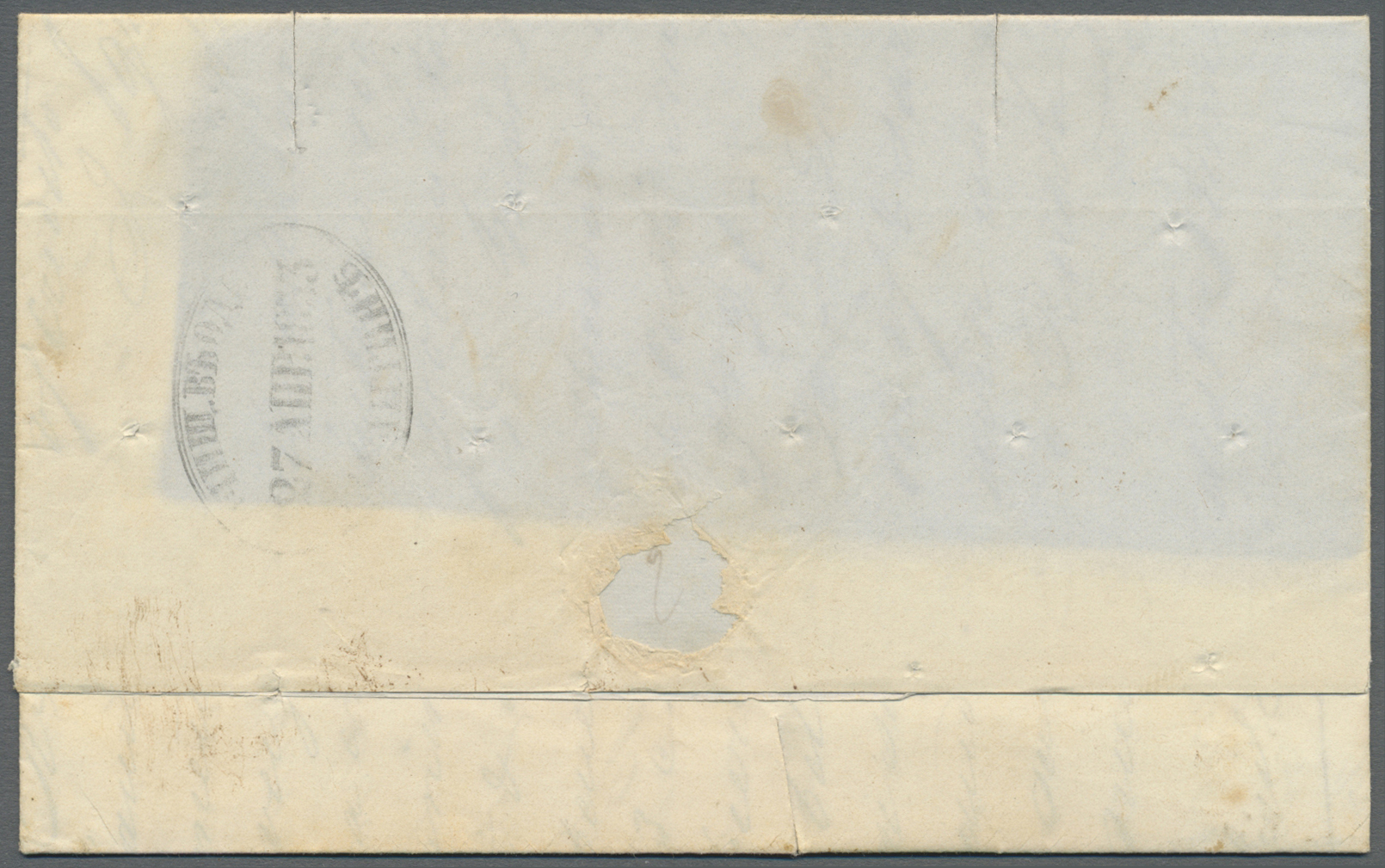 Br Russland - Vorphilatelie: 1853, Folded Letter From Messina Sent To ODESSA With Oval Cholera Mark (33x24 Mm) An - ...-1857 Préphilatélie