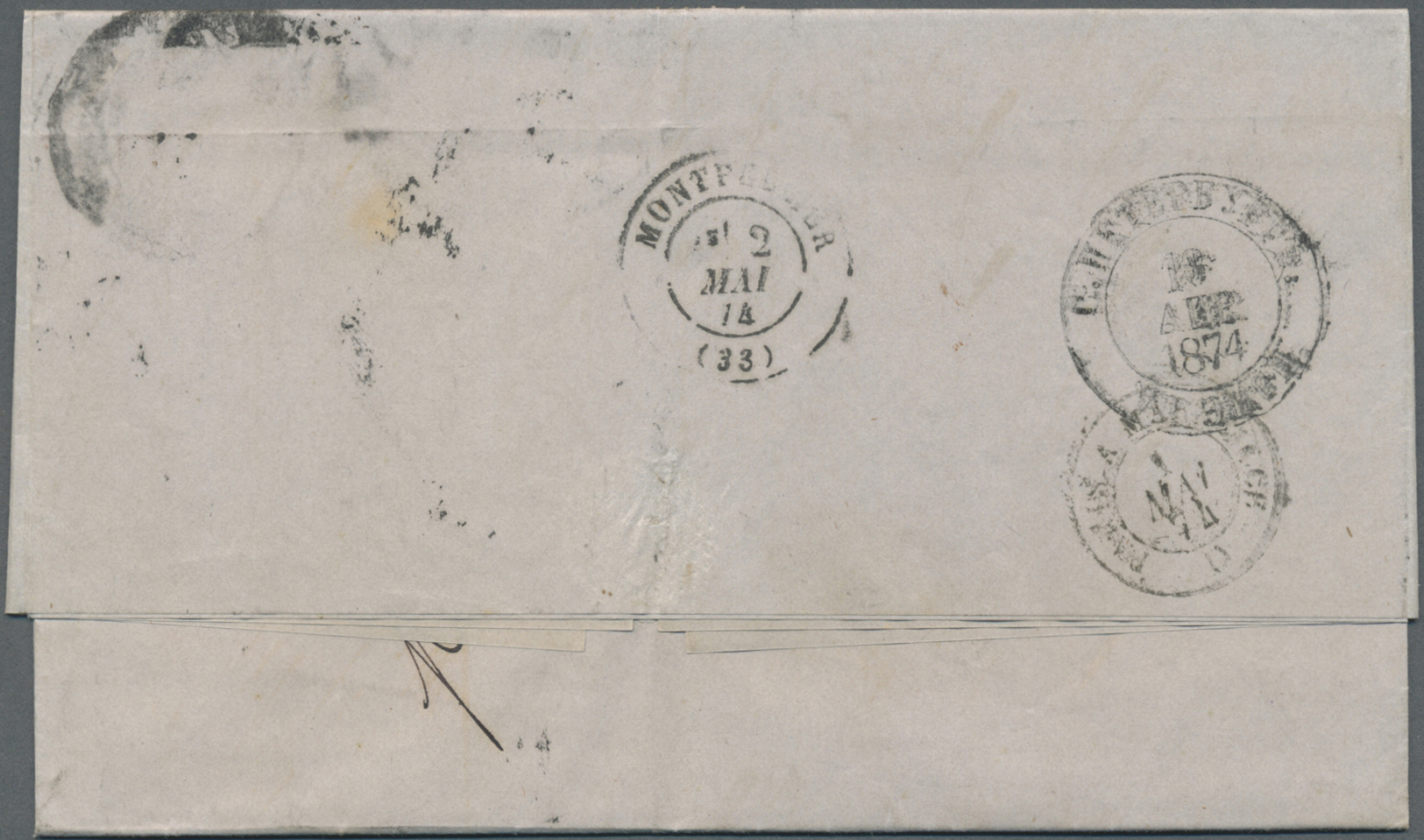 Br Russland: 1874. Envelope (horizontal Fold) Addressed To France Bearing Yvert 17, 1k Black And Yellow (3) And Y - Neufs