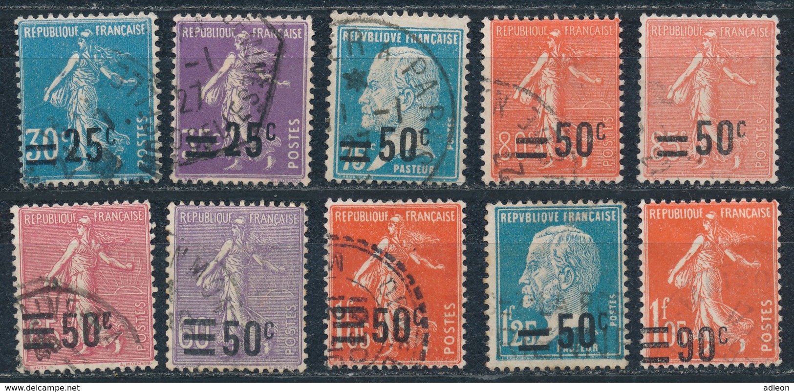 France-Timbres Surchargés YT 217-227 - 10 Val. Obl - Used Stamps