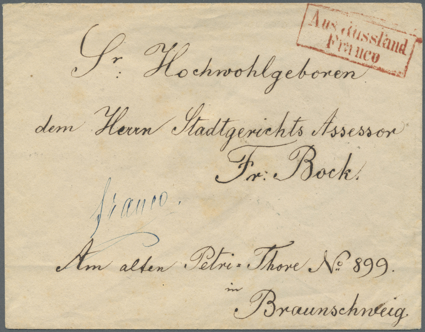 GA Russland - Ganzsachen: 1858, Stationery Envelope 10kop. Grey, Used From "ST.PETERSBOURG 29.XI.1858" To Braunsc - Entiers Postaux