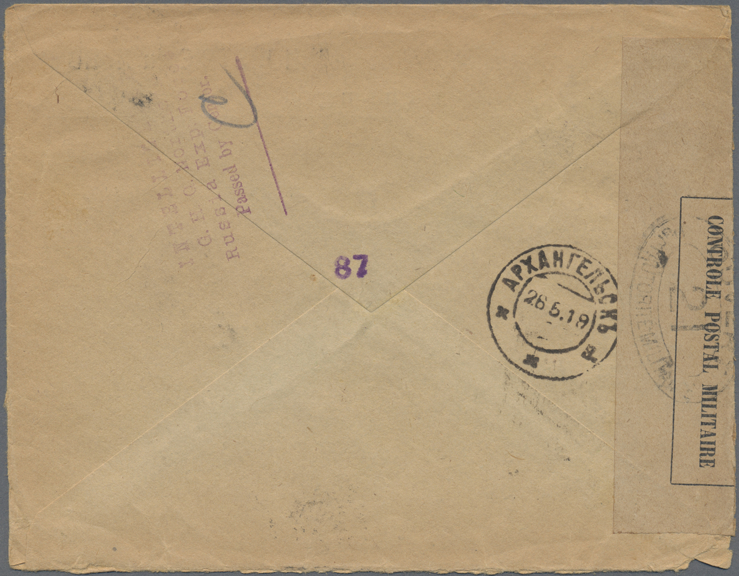 Br Russland - Besonderheiten: 1919. Censored Envelope Written From The Allied Forces In Arkangel Bearing Russia Y - Autres & Non Classés
