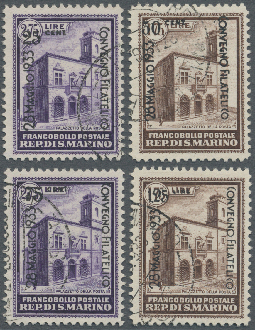 O San Marino: 1933, 25 C On 2,75 L To 1.25 L On 20 C Complete Set, Used - Neufs