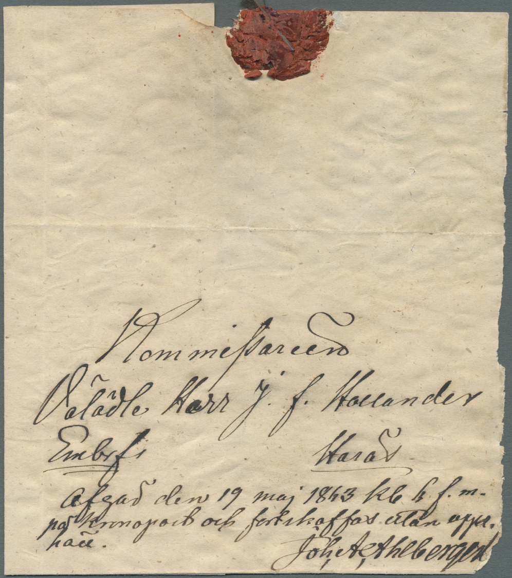 Br Schweden - Vorphilatelie: 1843, Kronopost, Brief Mit Königlicher Bekanntmachung Nach Starna Mit Kompletter Fed - ... - 1855 Prephilately