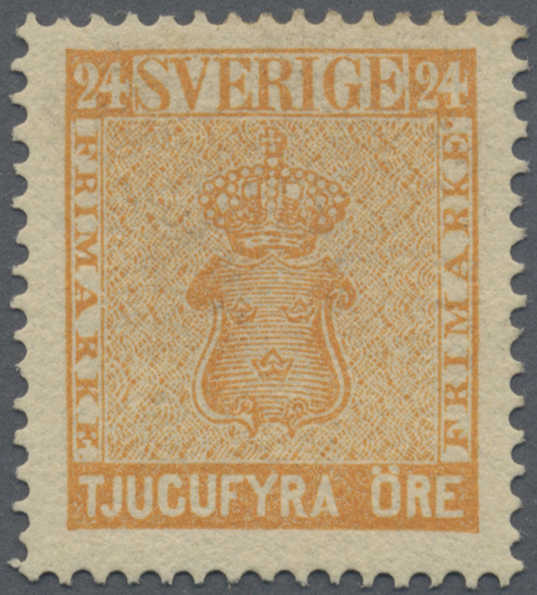 (*) Schweden: 1866, 24 "Tjugofyra" Öre Well Centered And Perforated Piece Without Gum. - Unused Stamps