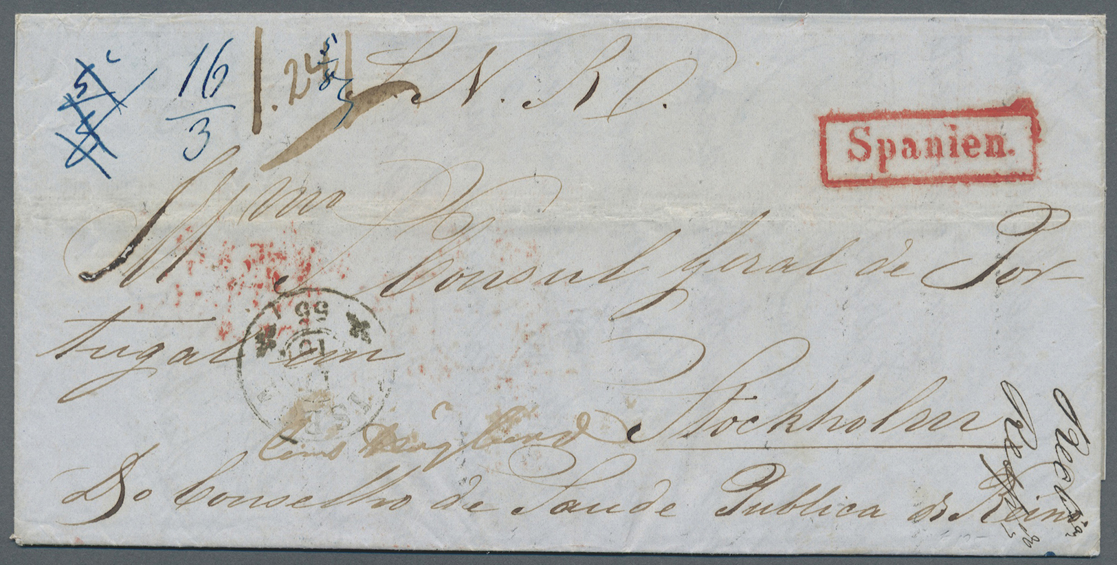Br Schweden - Besonderheiten: 1855. Stampless Envelope Written From Lisbon Dated '15 Oct 1855' With Lisboa And Ba - Other & Unclassified