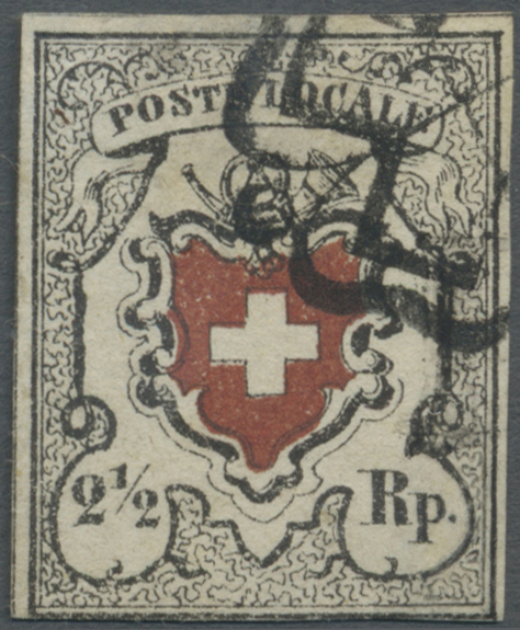 O Schweiz: 1850, 2 ½ Rappen Poste Locale, Unten Angeschnitten Und Oben Vermutlich Rapariert, Sauber Entwertet Mi - Unused Stamps