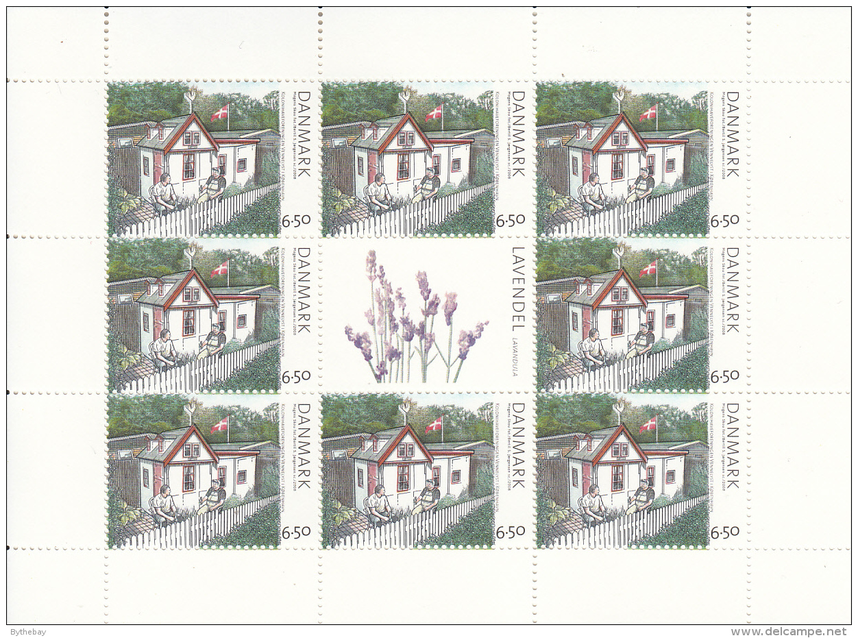 Denmark MNH Scott #1407a Sheet Of 8 Plus Label 6.50k Vennelyst Allotment Garden - Unused Stamps