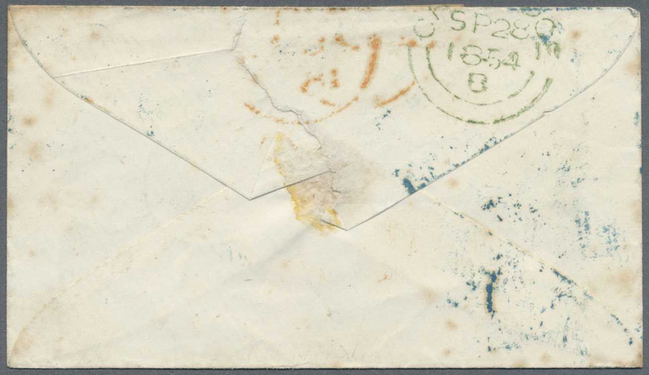 Br Schweiz: 1854 (25. Sept.): Kleines Damenbriefkuvert Von Genf Nach Cambridge In England Via Frankreich, Frankie - Unused Stamps