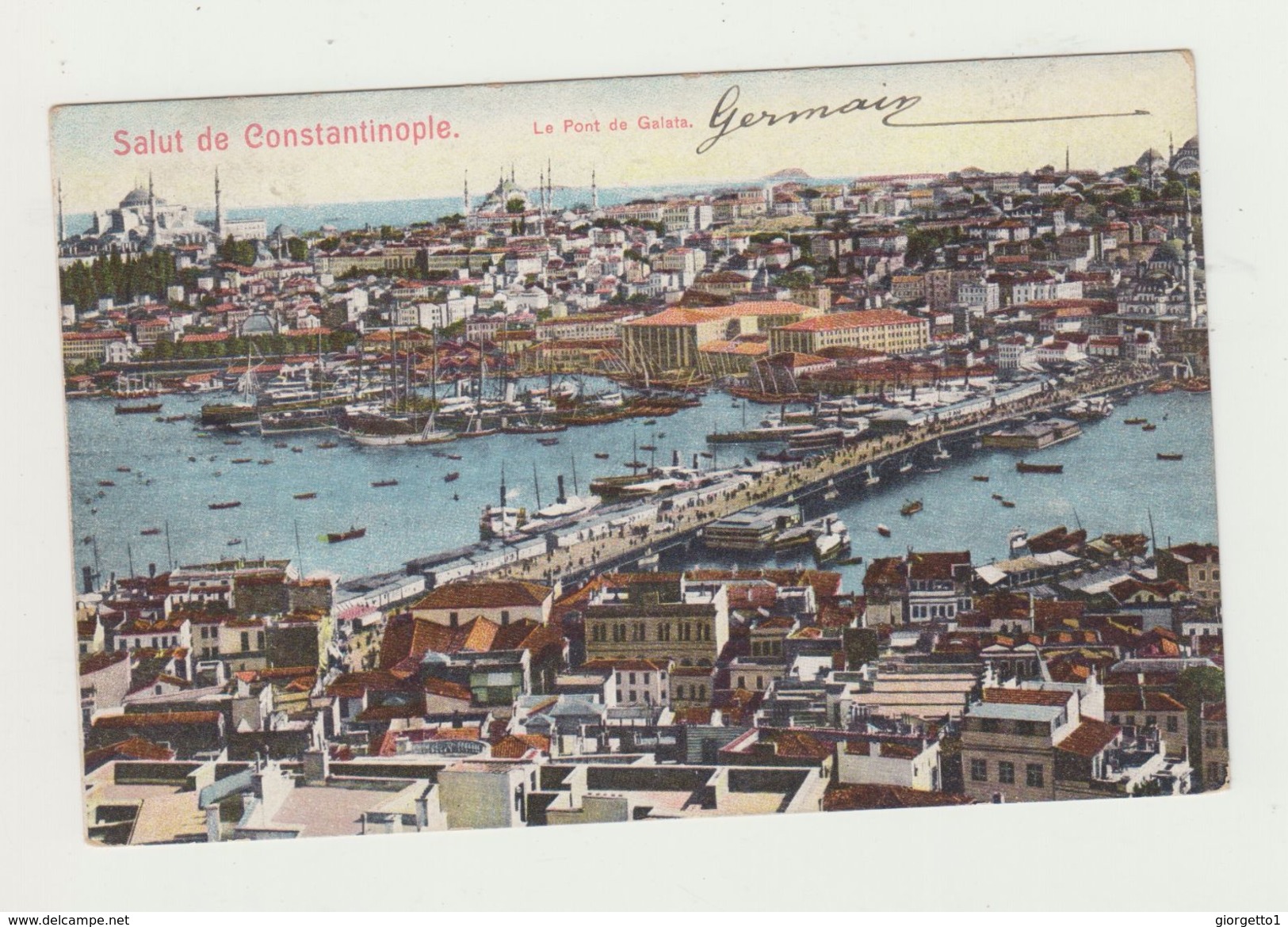 COSTANTINOPOLI - UNION POSTALE UNIVERSELLE - IL PONTE DI GALATA - VIAGGIATA 1908 - POSTCARD - Turchia