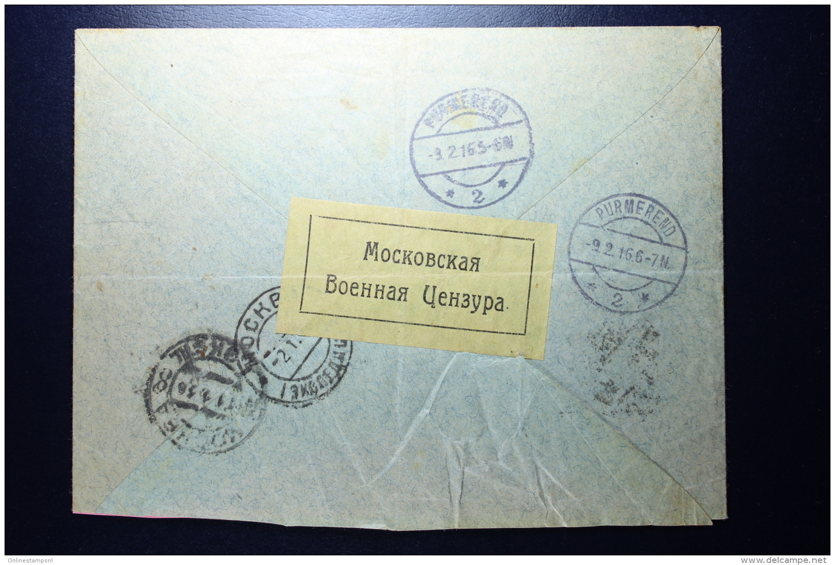 Russia Cover Moscow 1916 To Purmerend(Netherlands) Russmil Censuur - Covers & Documents