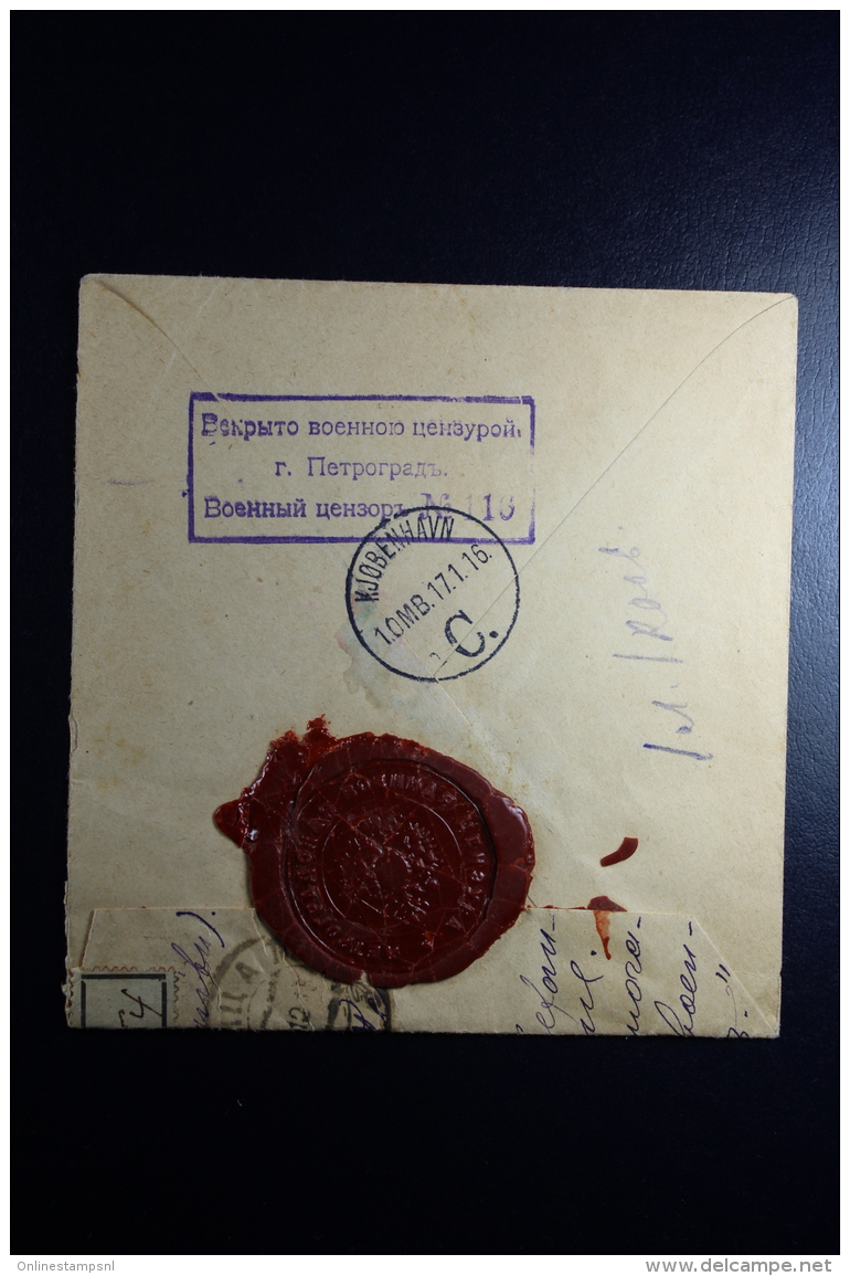 Russia: Registered Cover Vinnitza (Ukraine) 1916 To  Red Cross Copenhagen Wax Sealed Censor Cancelled - Lettres & Documents