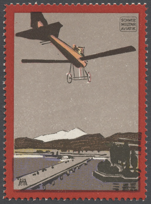**/ Schweiz - Halbamtliche Flugmarken: 1913/38: Züricher Flugspendenvignette ''Flugzeug'' Postfrisch Sowie Offizie - Oblitérés