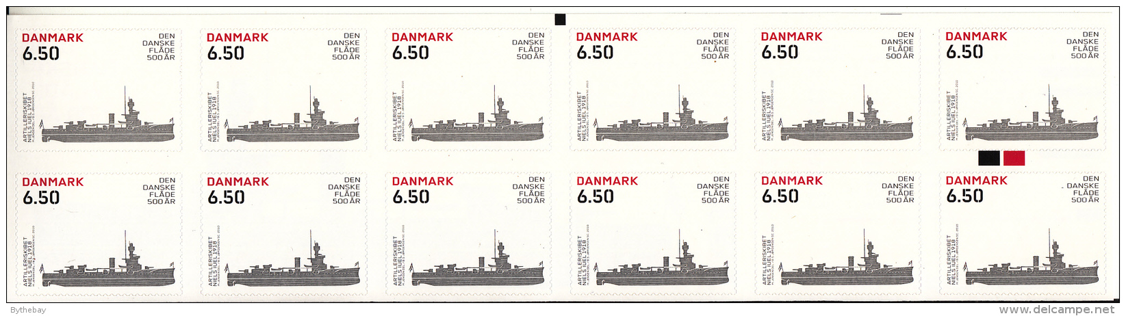 Denmark MNH Scott #1486a Booklet Of 12 6.50k Artillery Ship 'Niel Iuels' Royal Danish Navy 500th Anniversary - Neufs