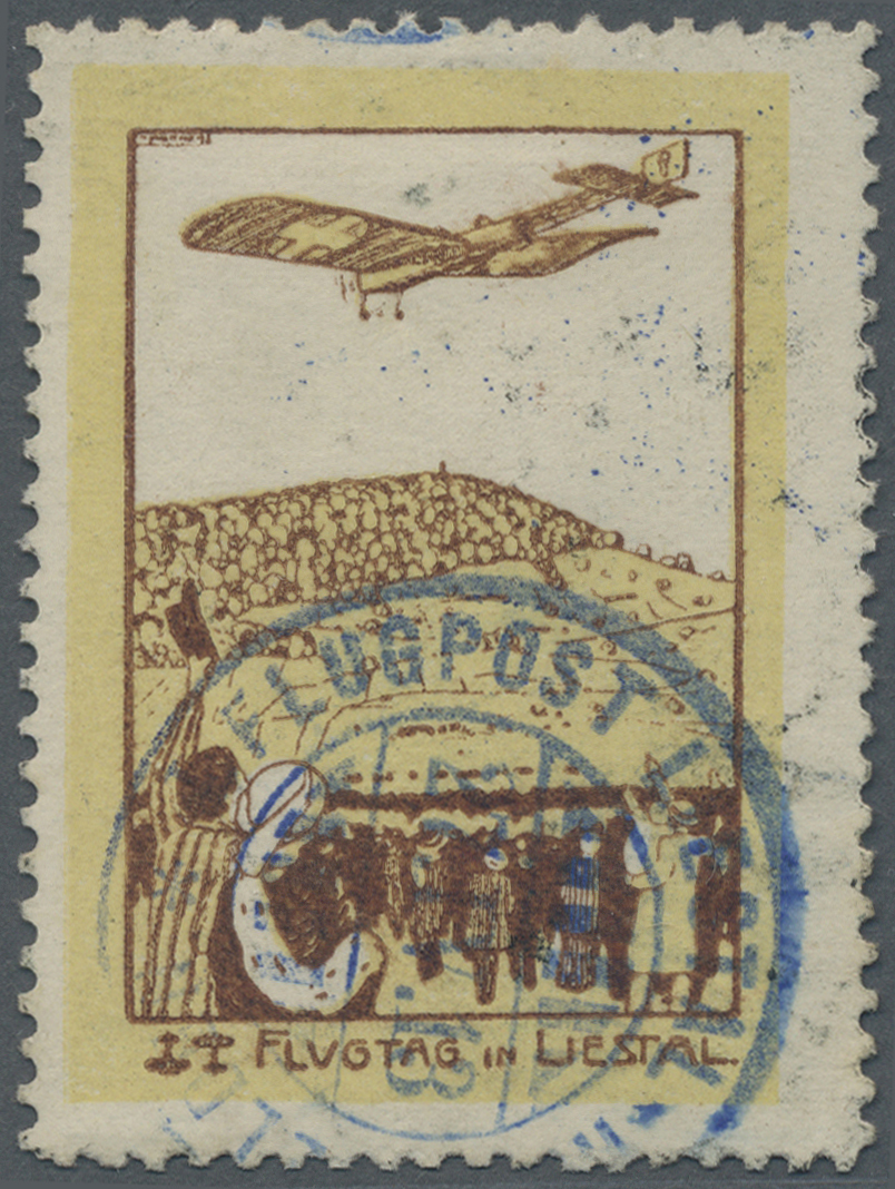 O Schweiz - Halbamtliche Flugmarken: 1913, 50 C. Flugpost Liestal-Rheinfelden Sauber Gestempelt, Sign. Liniger. - Oblitérés