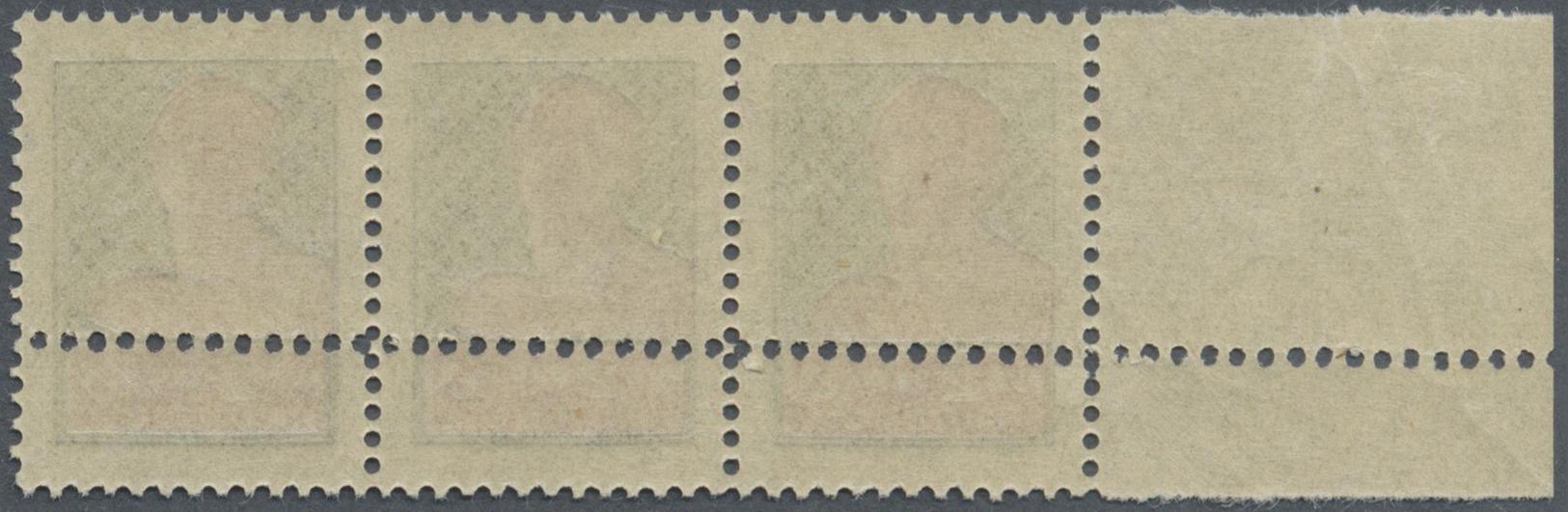 ** Sowjetunion: 1924/1926, 2rbl. Green And Rose On White Paper Without Wm, Perf. 14¼:14¾, Horiz. Marginal Strip O - Lettres & Documents