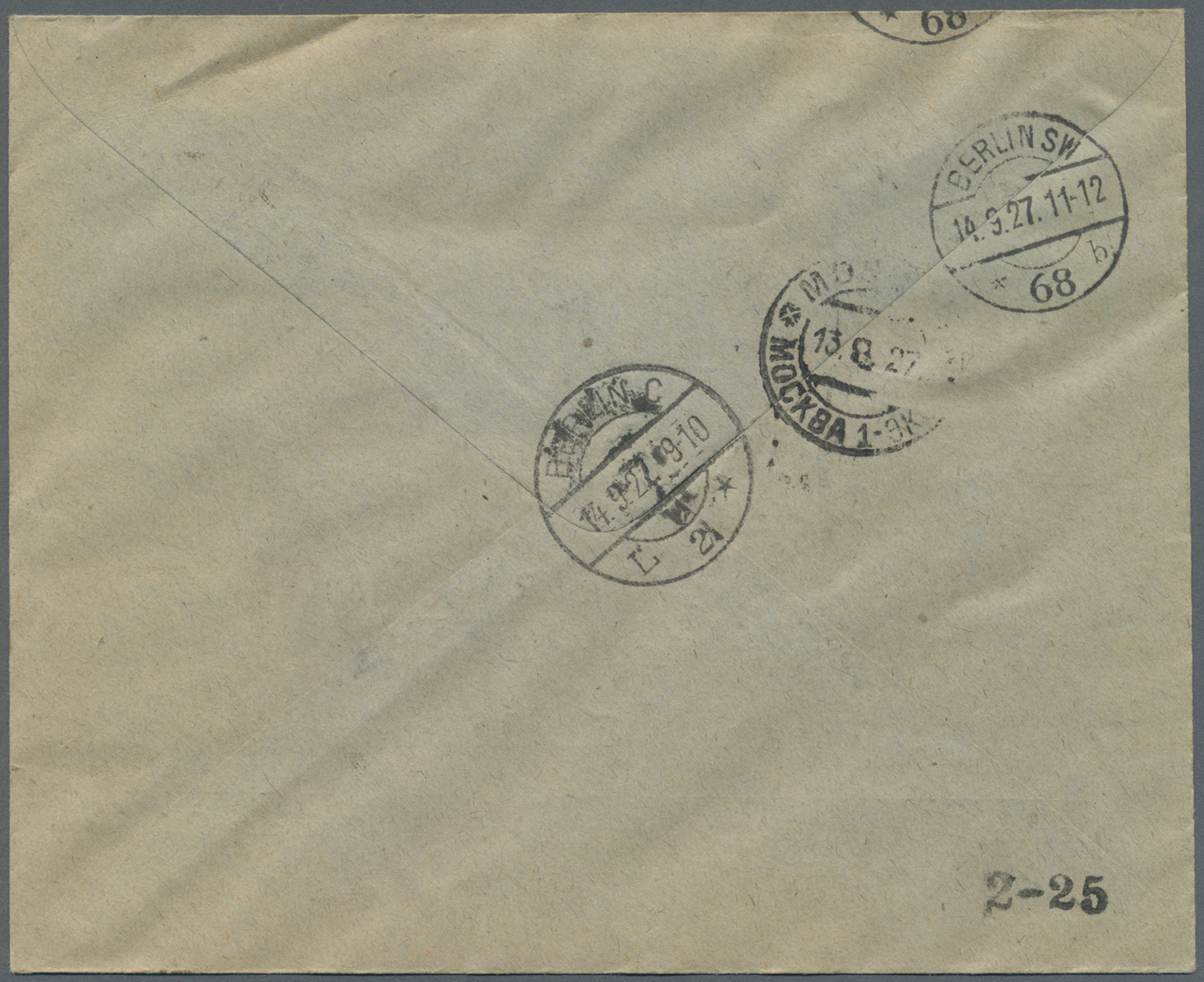 Br Sowjetunion: 1927, Airmails, 10kop. (3) And 15kop., On Registered Airmail Cover From Moscow 12.9.27 To Berlin - Covers & Documents