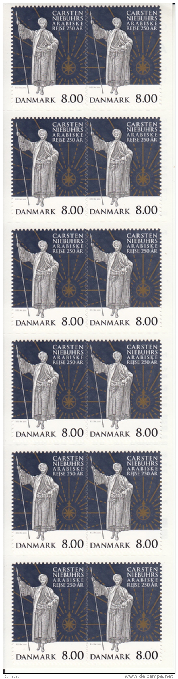 Denmark MNH Scott #1538a Booklet Of 12 8k Carsten Niebuhrs' Arabian Expedition 250th Anniversary - Nuovi