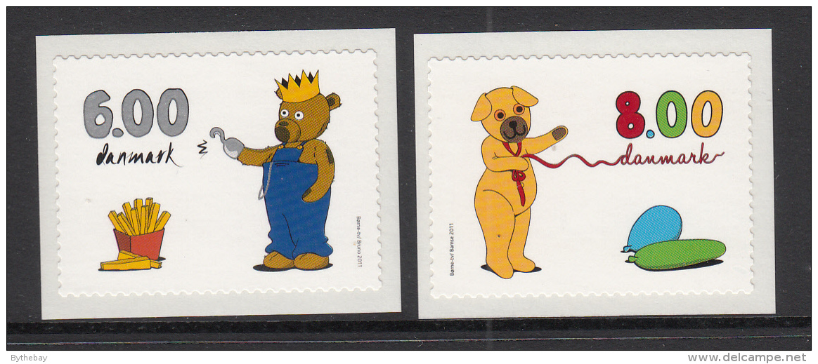 Denmark MNH Scott #1540-#1541 Set Of 2 Bruno, Bamse (bears) Childrens' TV - Nuovi