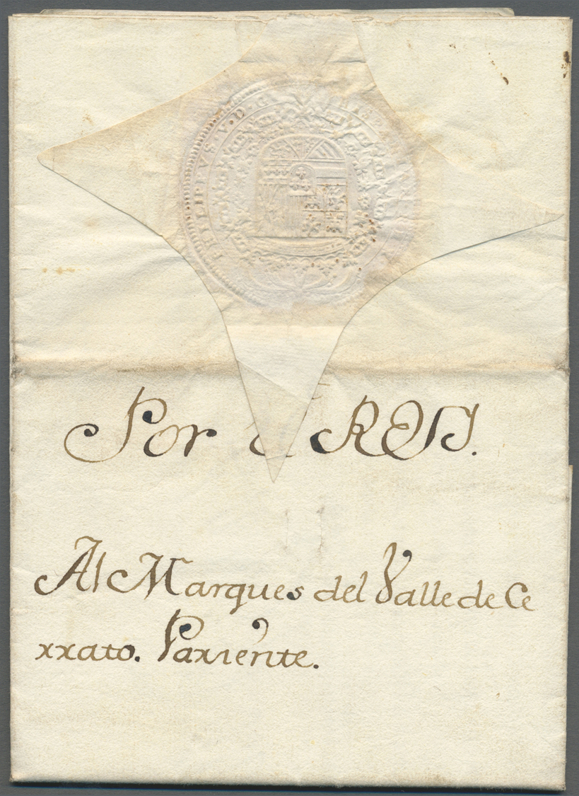 Br Spanien - Vorphilatelie: 1724 (31 Nov). Madrid A La Marqués De Valle De Cenato. Carta Real De Felipe V Firmada - ...-1850 Prephilately