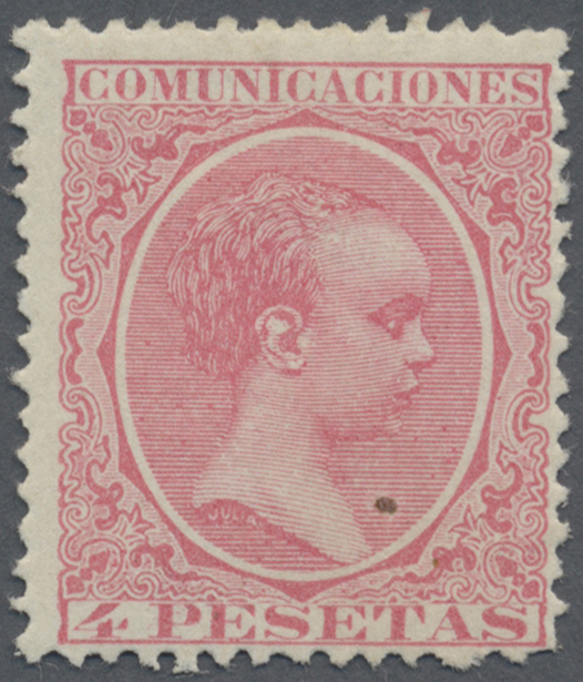 * Spanien: 1889, Freimarke: König Alfons XIII. Als Kind 4 Pta Karminrosa Mit Kleiner Falzspur (Edifil #227 Für * - Used Stamps